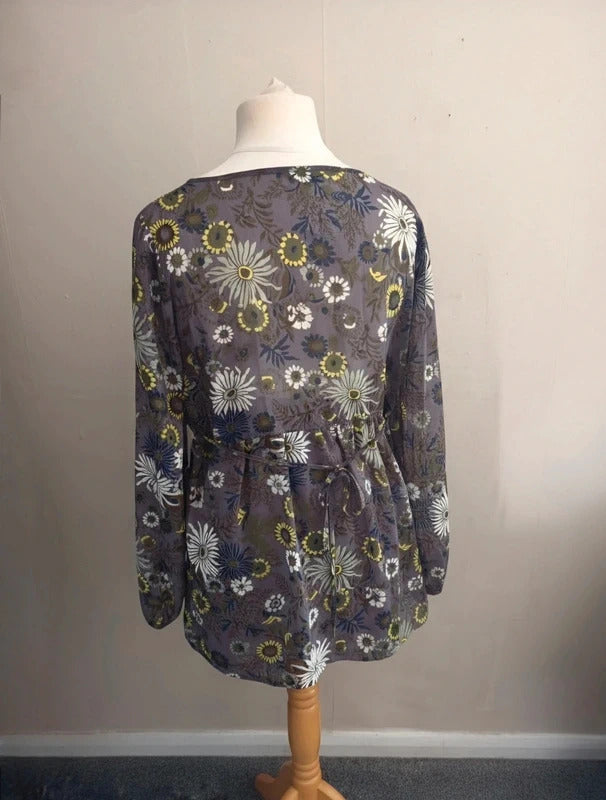 Marks & Spencer Grey & Yellow Patterned Blouse Size 14