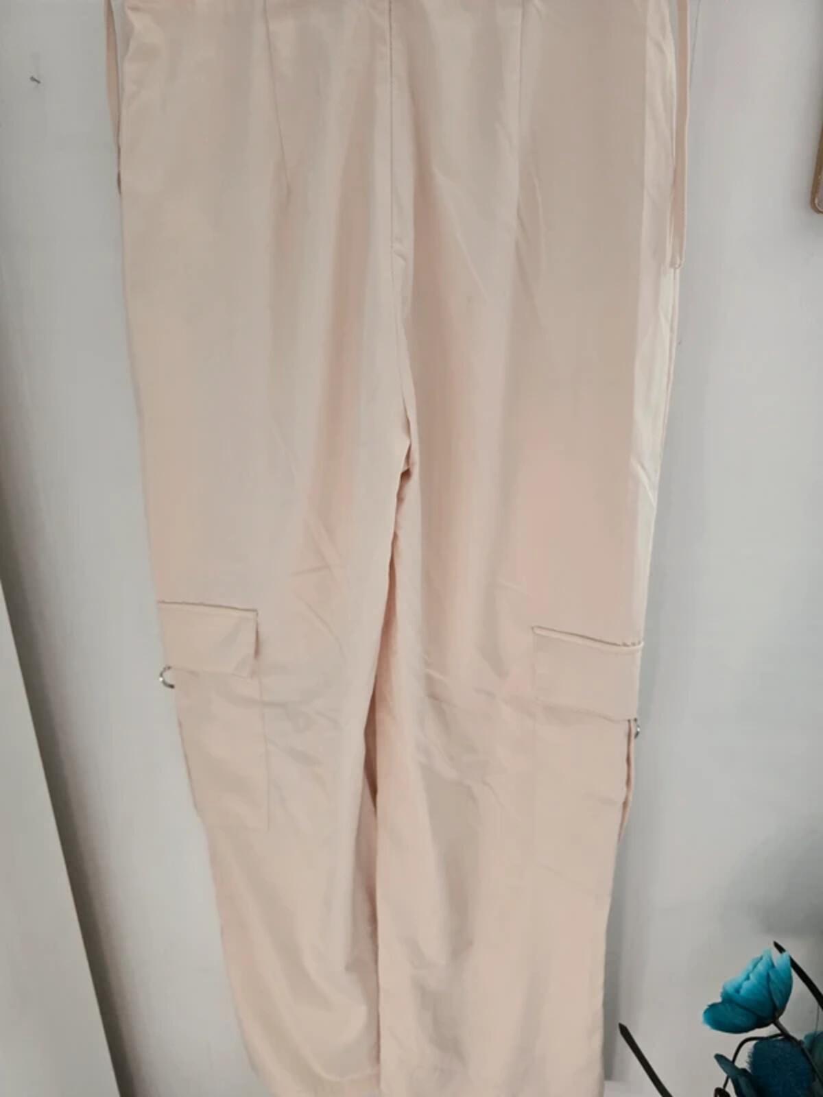 PrettyLittleThing Cream Bandeau Corset Cargo Jumpsuit Size 12