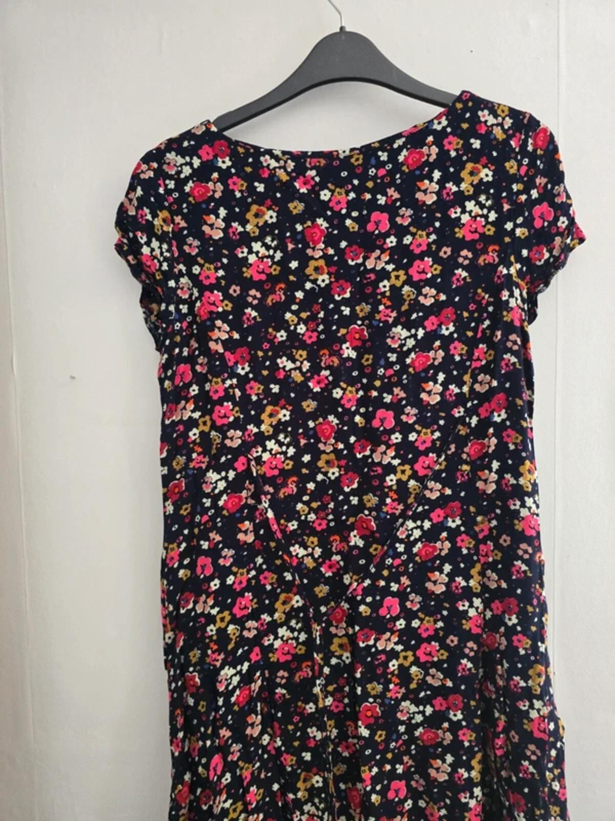 Debenhams Navy Multicoloured Viscose Tea Dress Size 10