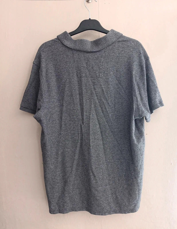 Marks & Spencer Grey Short Sleeved 100% Cotton Polo Shirt Size Large