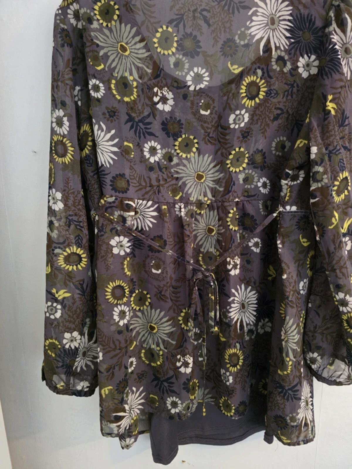 Marks & Spencer Grey & Yellow Patterned Blouse Size 14