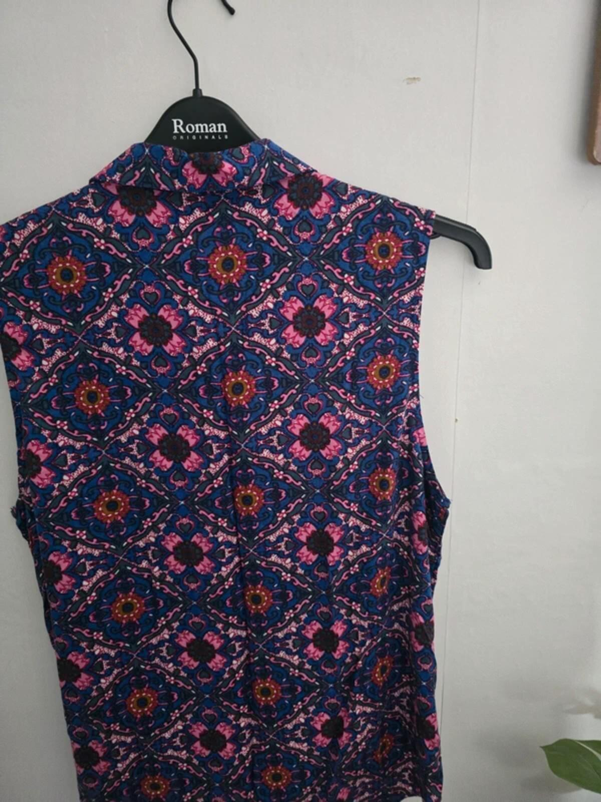 Matalan Blue & Pink Patterned Knot Hem Blouse Size 16