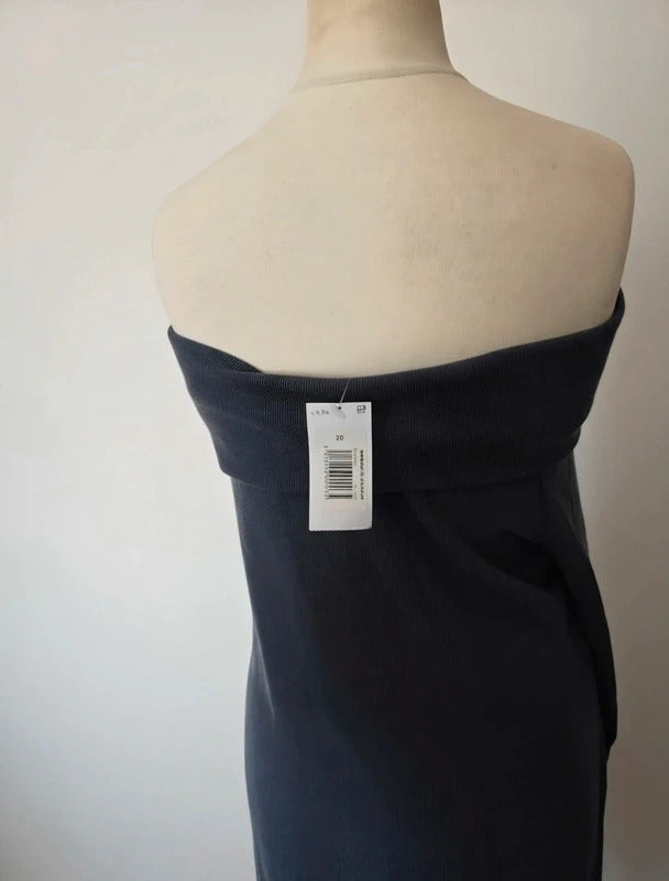 Matalan Grey Ribbed Off Shoulder Maxi Dress Size 20 Long Sleeve Bardot Dress NWT