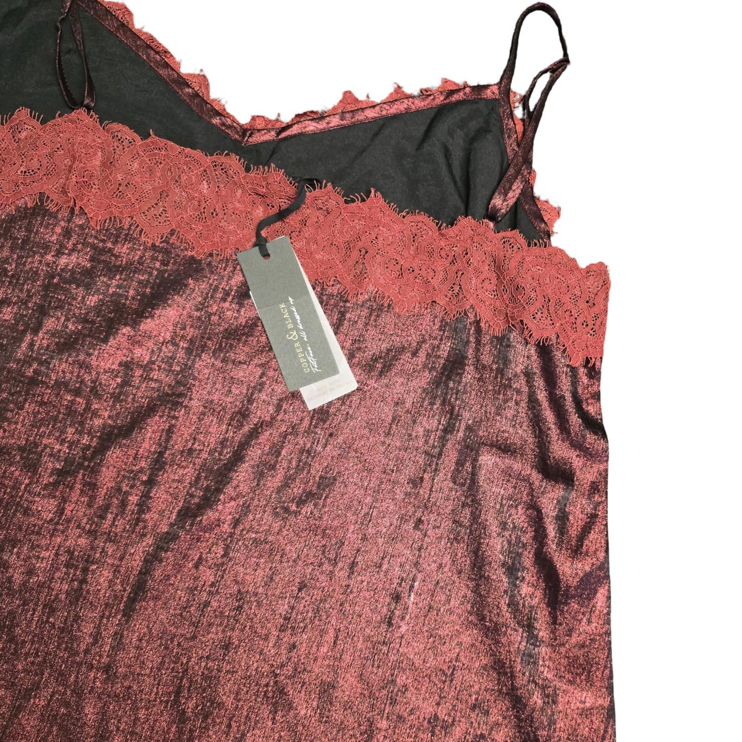Fatface Copper & Black Cami Top Burgundy Red Glitter Size 22 Weekend New