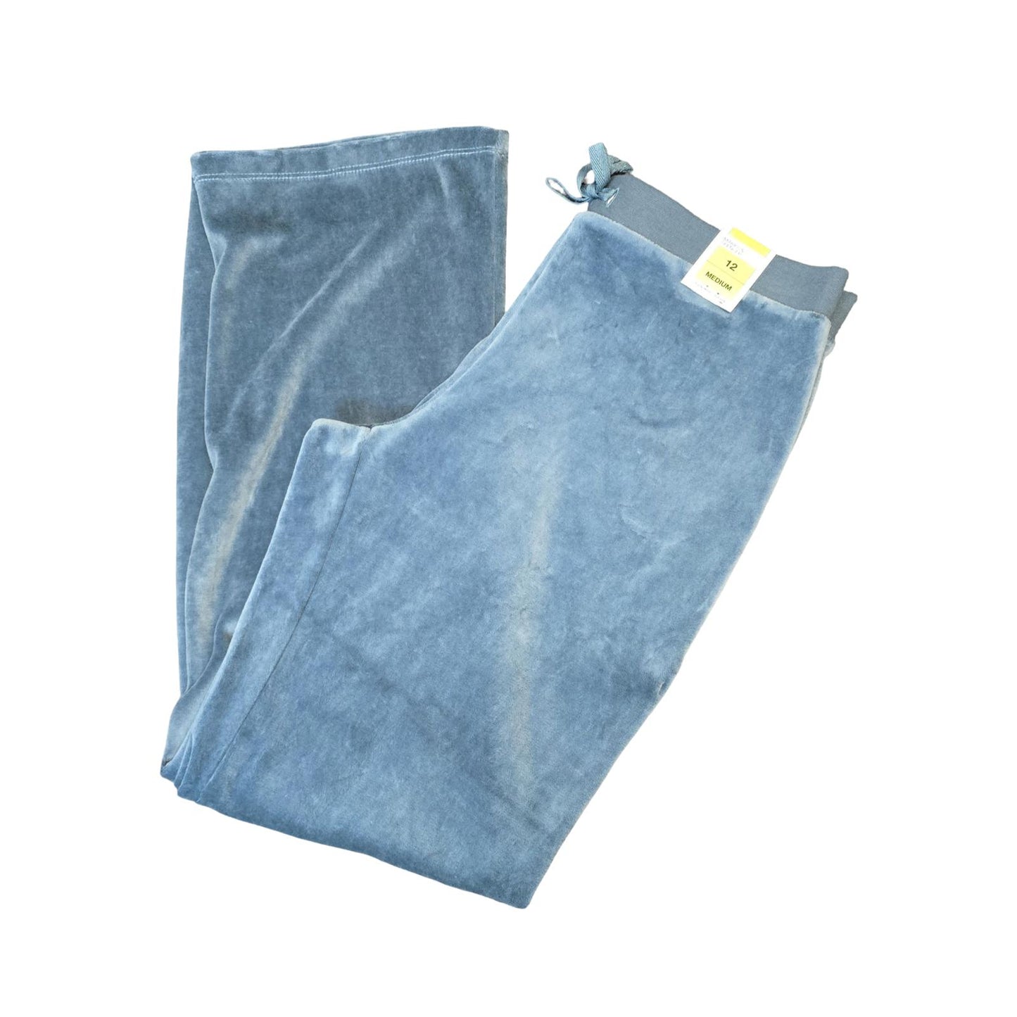 Marks & Spencer Tracksuit Bottoms Green Size 12 Velvet Flared Causal New