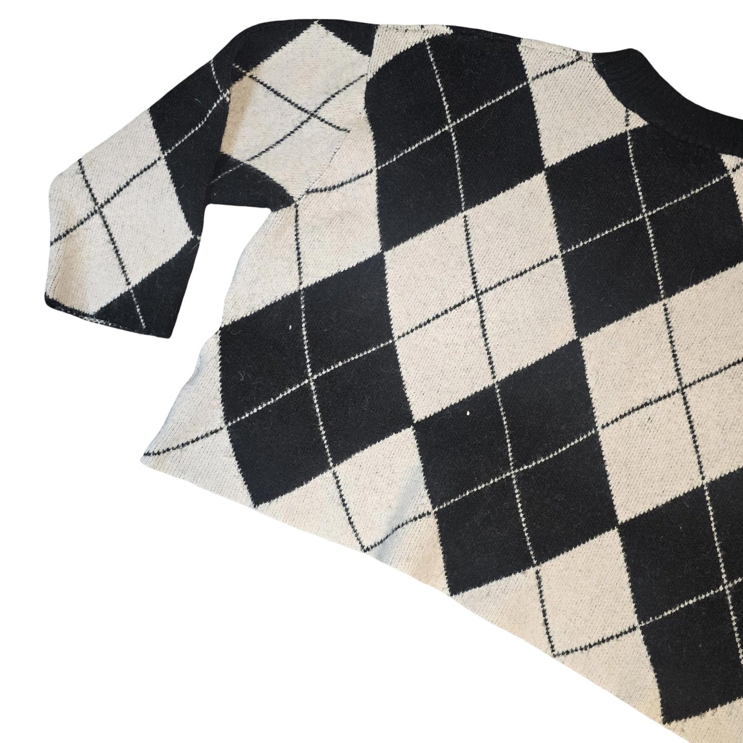 H&M Knit Jumper Black & White Size XL Oversized Cropped