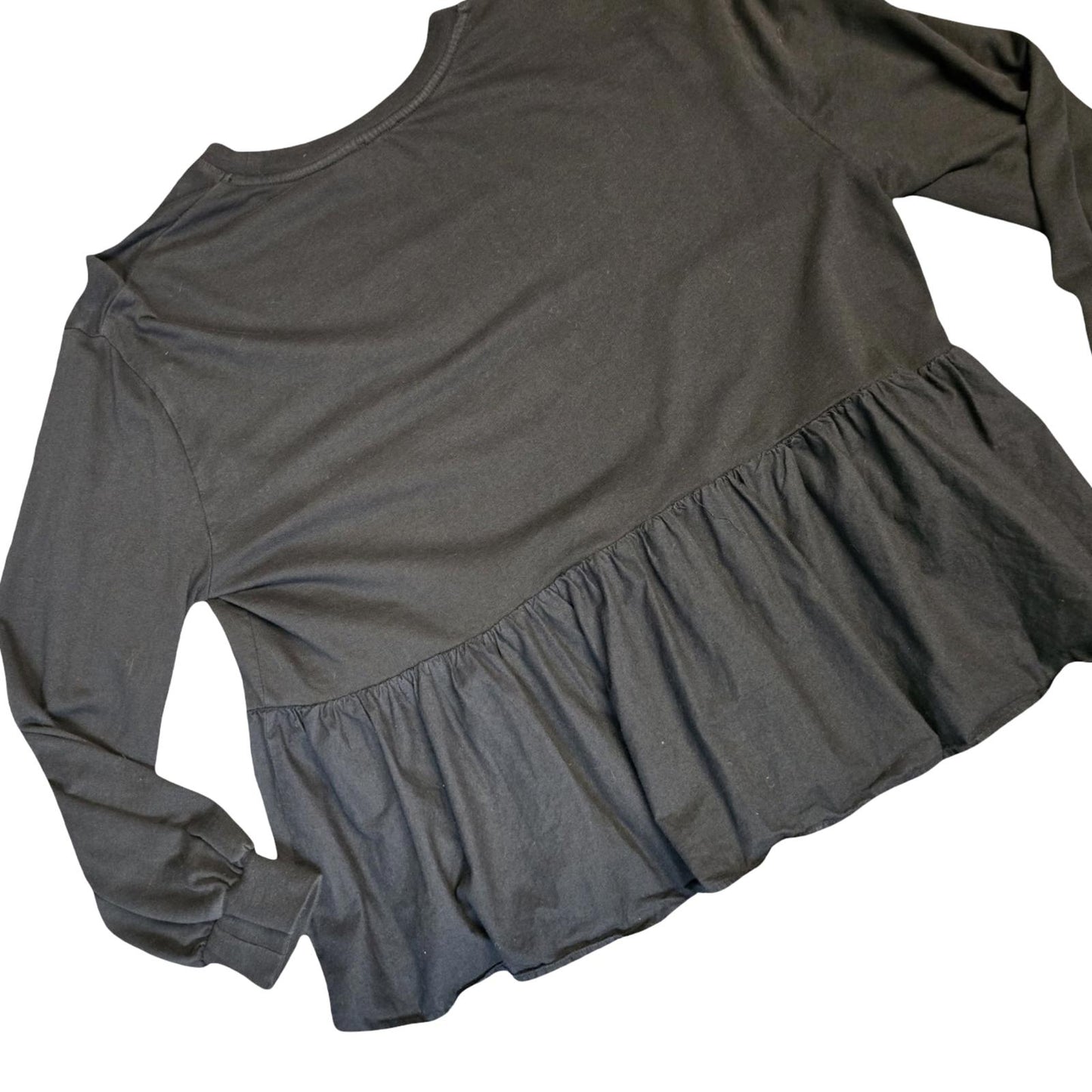 Boohoo Black Peplum Jumper Size 16 Lightweight Relaxed Fit