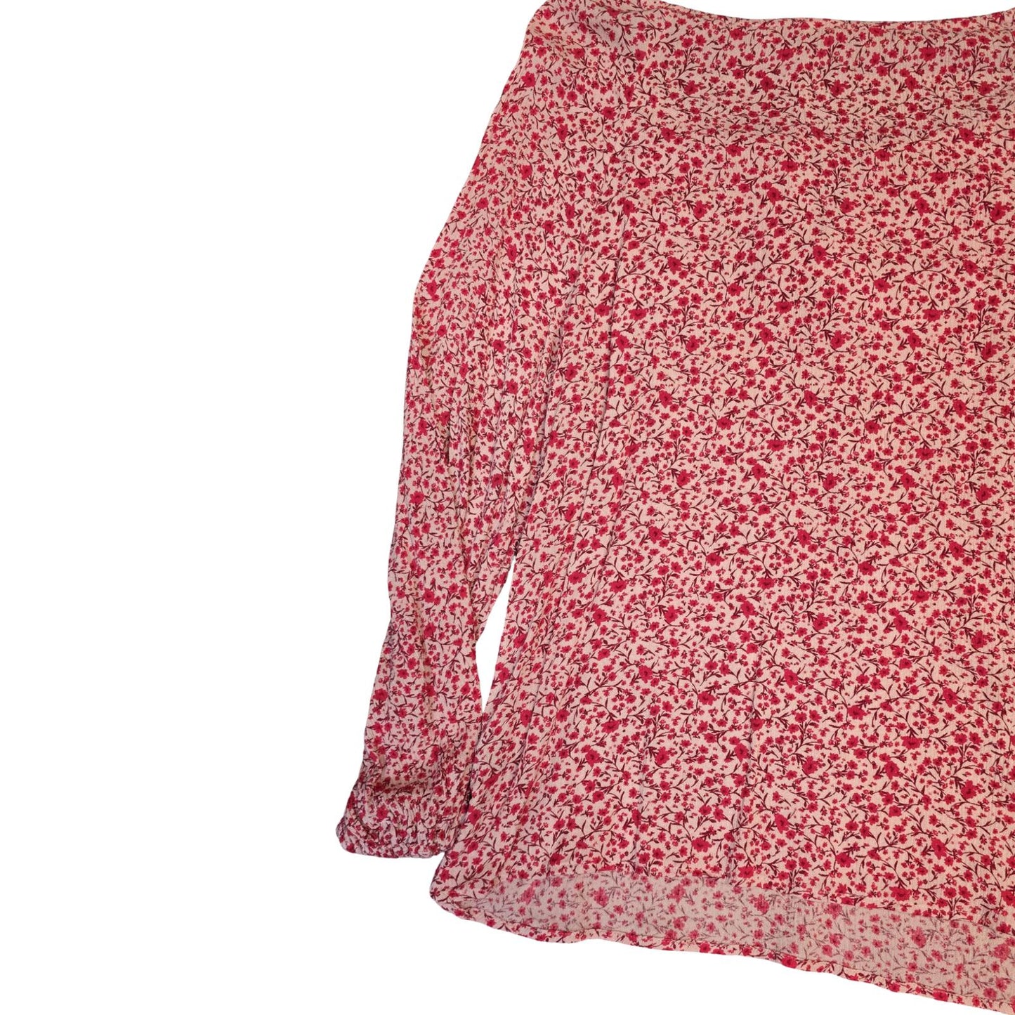 George Pink Red Floral Tie Front Blouse Size 10 Causal