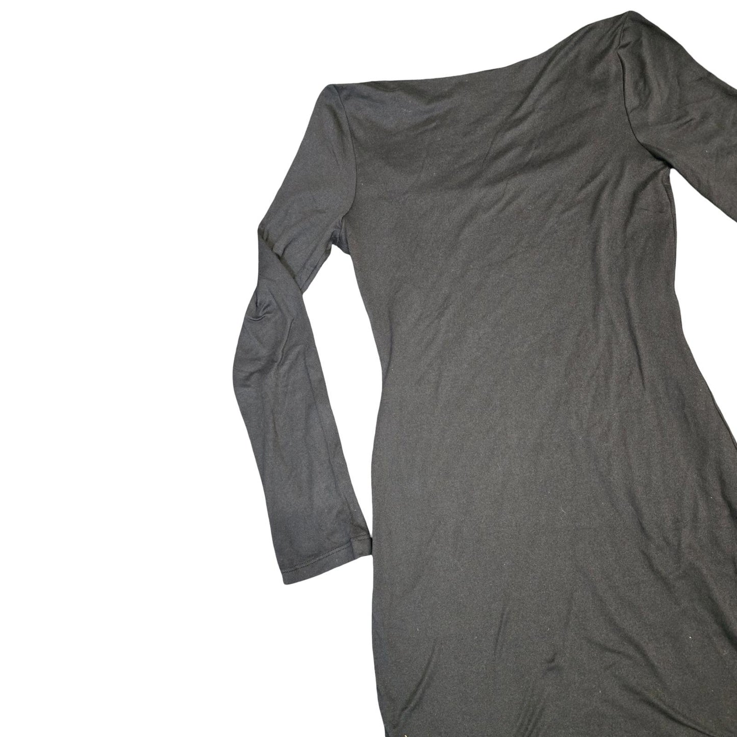 Heart Hips Bodycon Dress Black S Size 8/10 Square Neck Long Sleeve