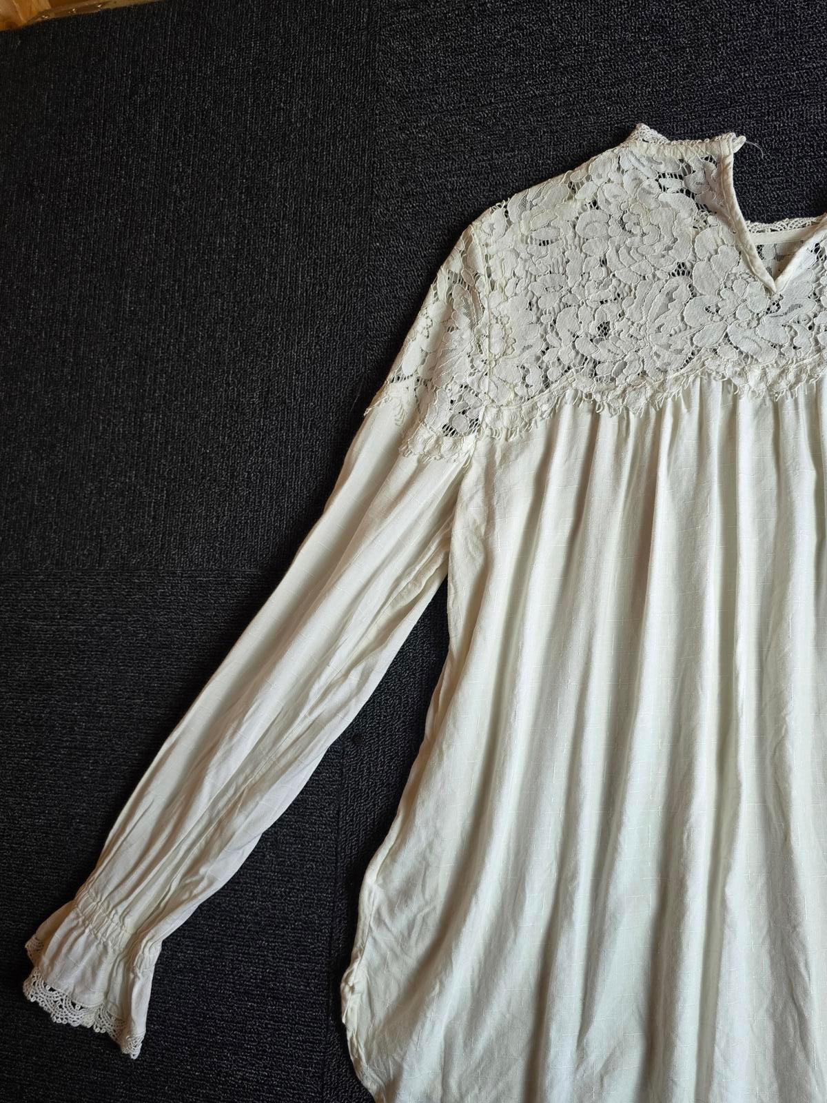 Marks & Spencer Blouse Cream Size 10 Lace High Neck