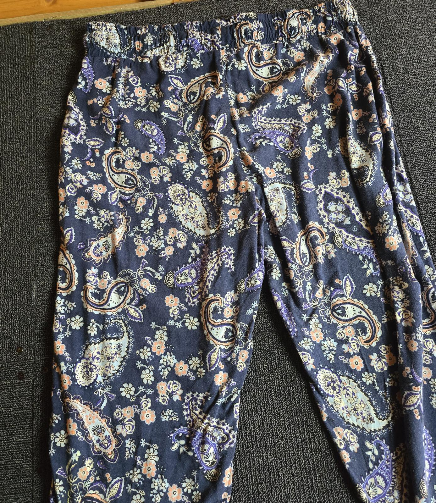 Peacocks Patterned Trousers Navy & Multicolour Size 12 Casual Wear