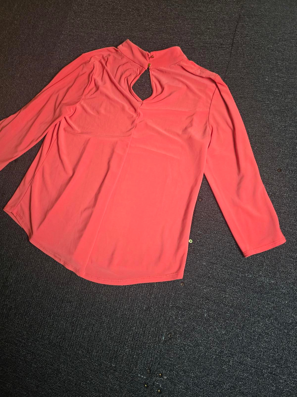 George Top Coral Size 8 Choker Neckline Work Weekend