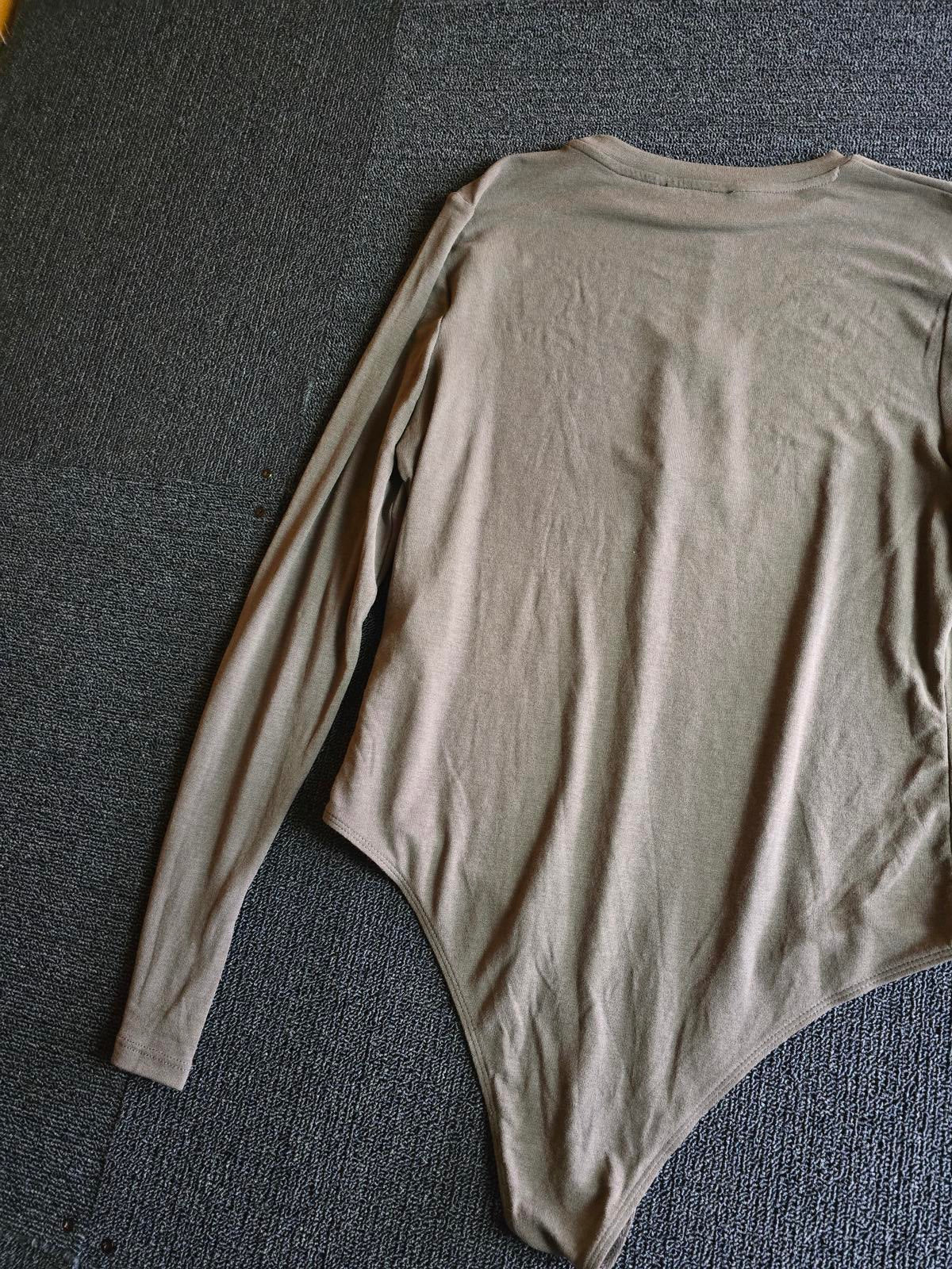 Primark Tan Long Sleeve Bodysuit L Size 16 Thumbholes NWT