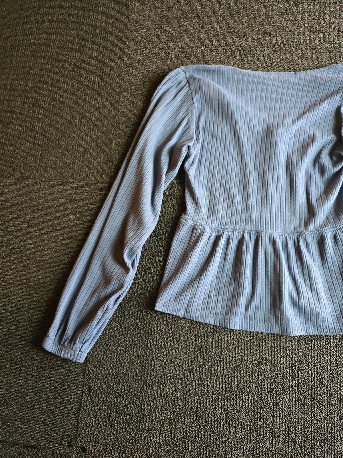 George Blue Ribbed V Neck Long Sleeve Top Size 10