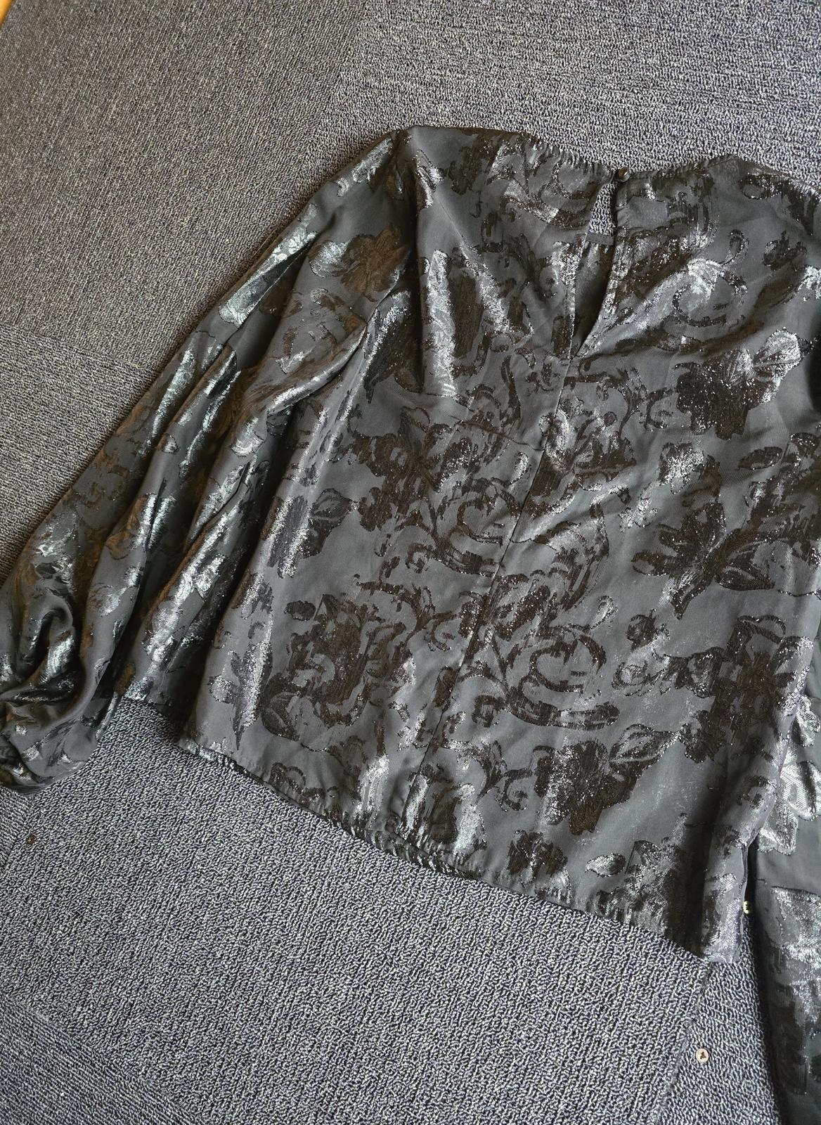 Primark Sheer Glitter Floral Blouse Black Long Sleeve Party Top Size 8