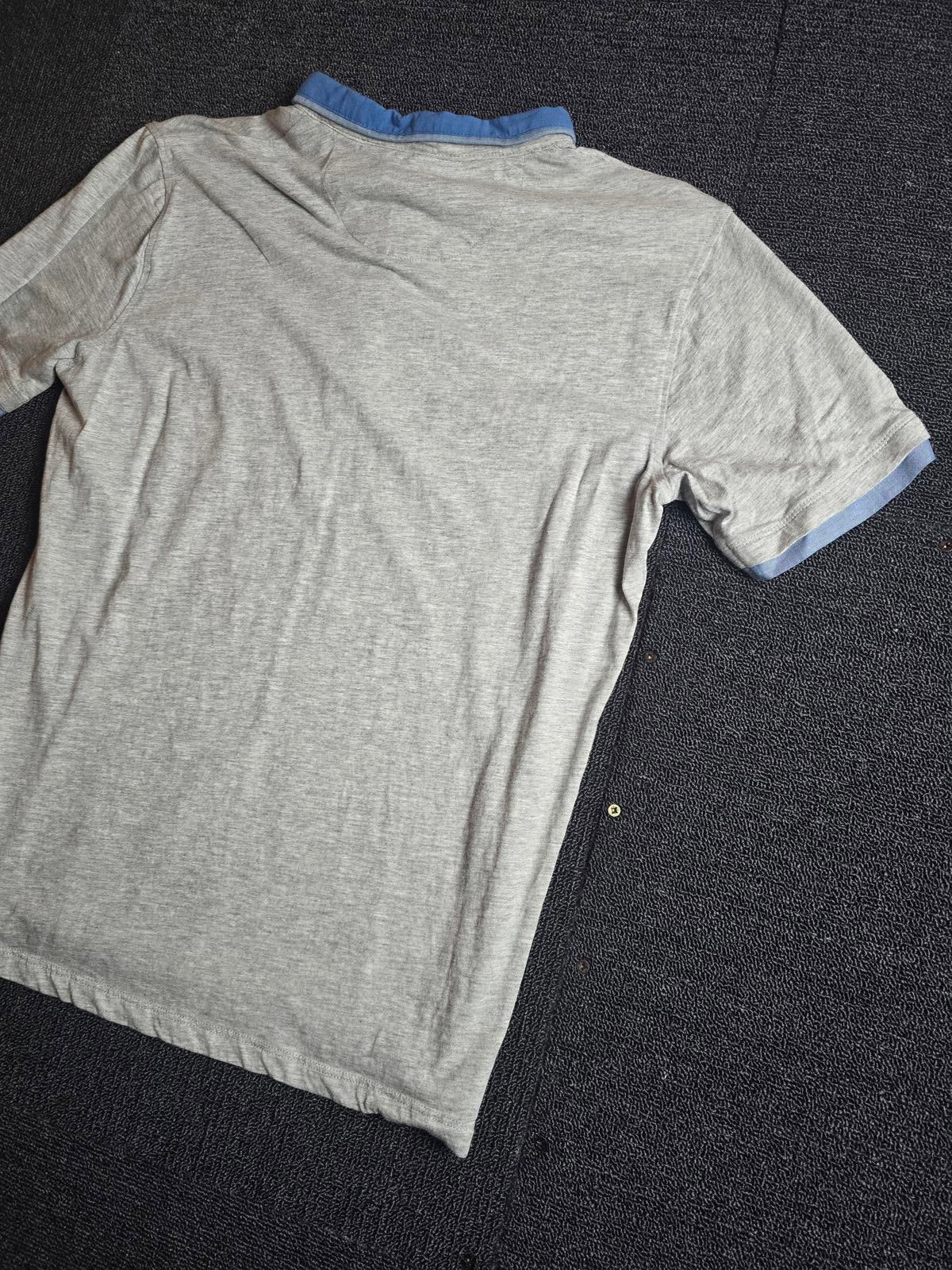 BHS Boys Grey & Blue Polo Shirt – Age 14-15 Years – 100% Cotton