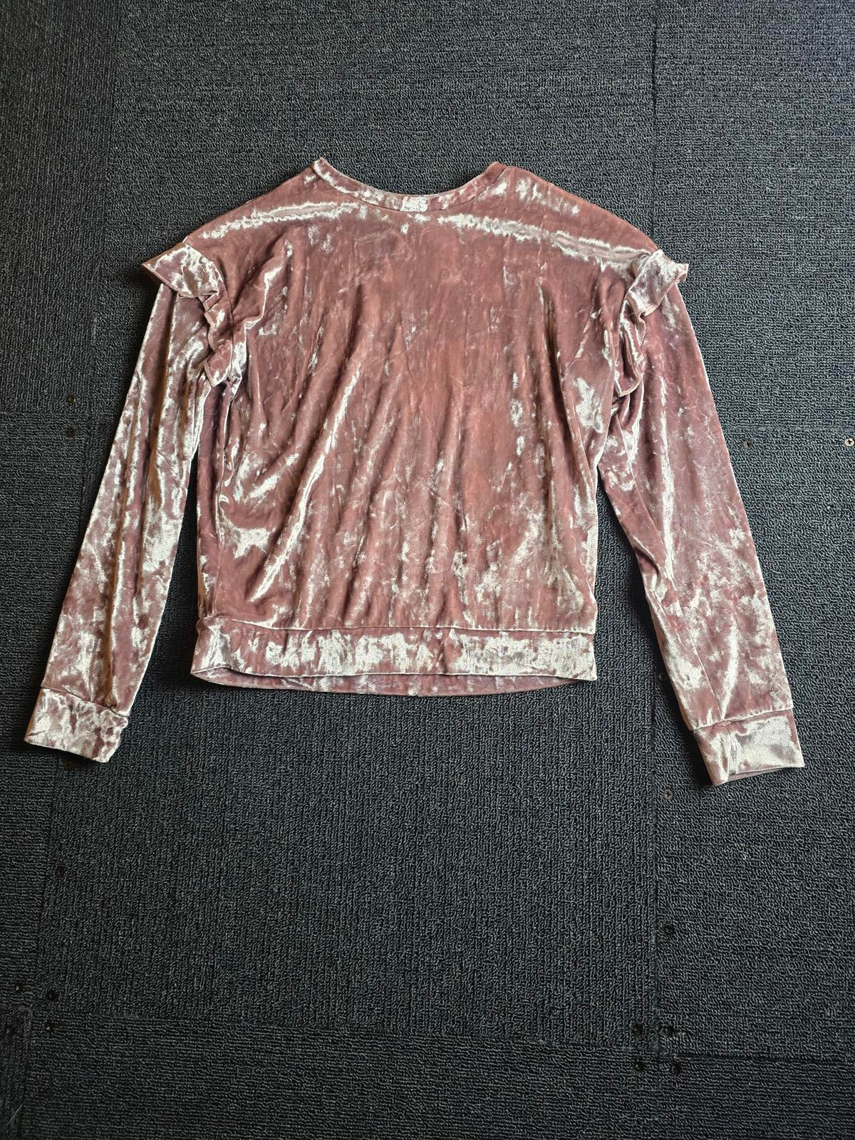 Matalan Girls Pink Velvet Long Sleeve T-Shirt – Age 10 Years