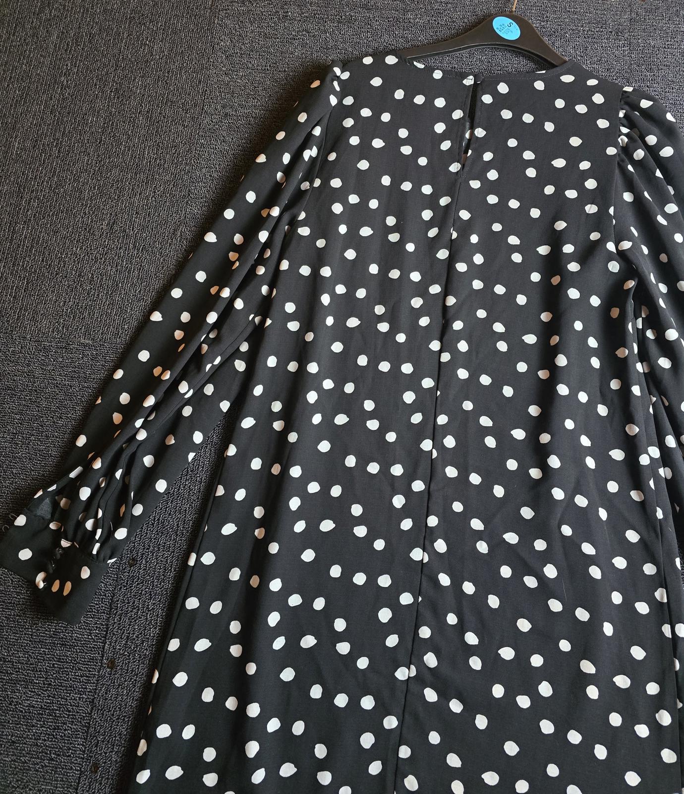 Matalan Polka Dot Dress Black White Long Sleeve Size 8 Work Occasion