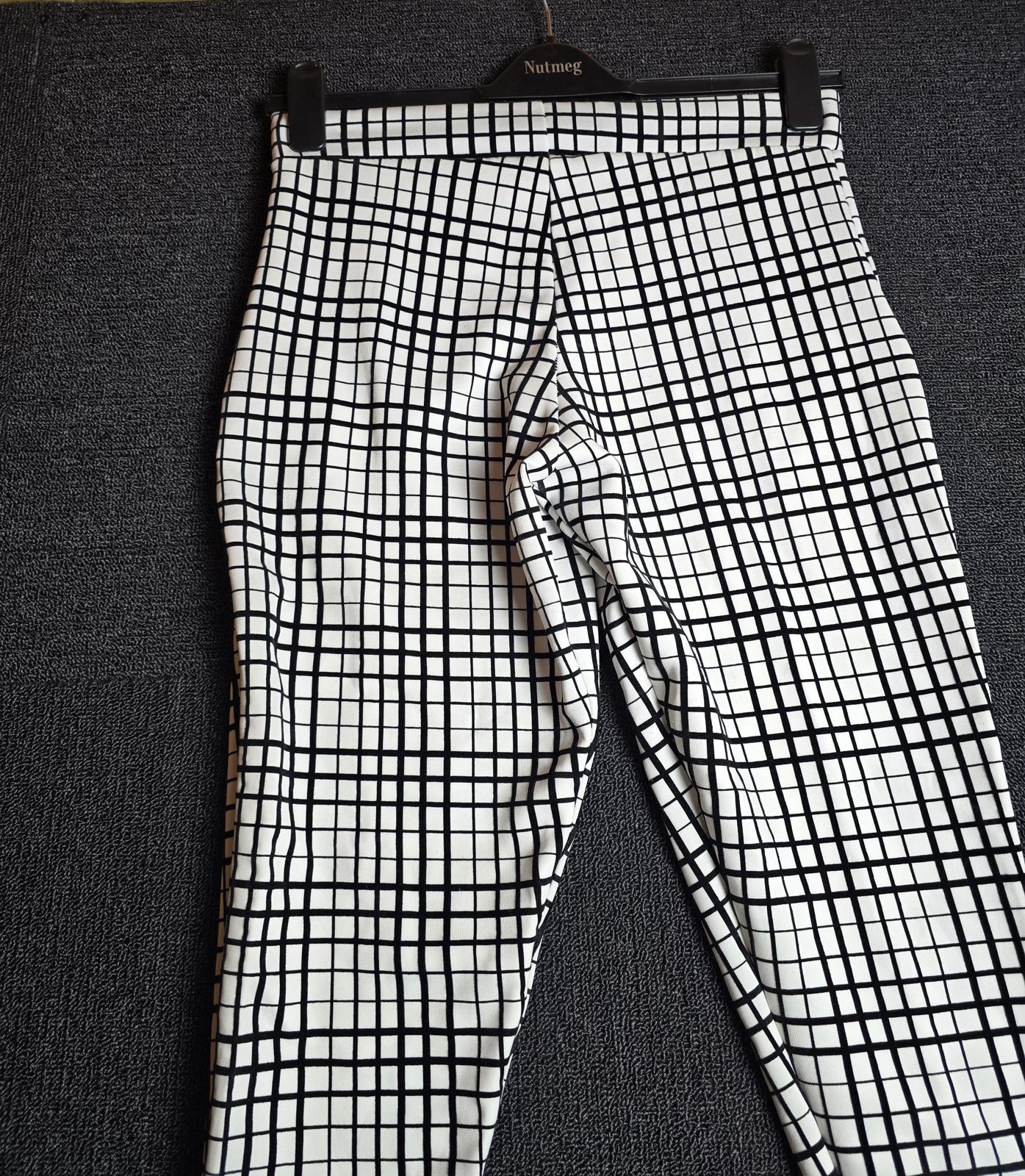 MissLook White & Black Check Skinny Trousers Size 10 High Waist