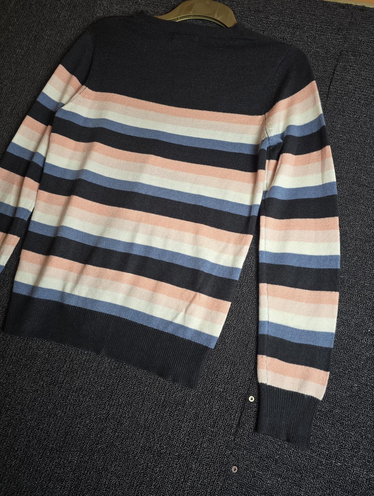 Matalan Striped Jumper Black Pink Blue White Long Sleeve Size 8