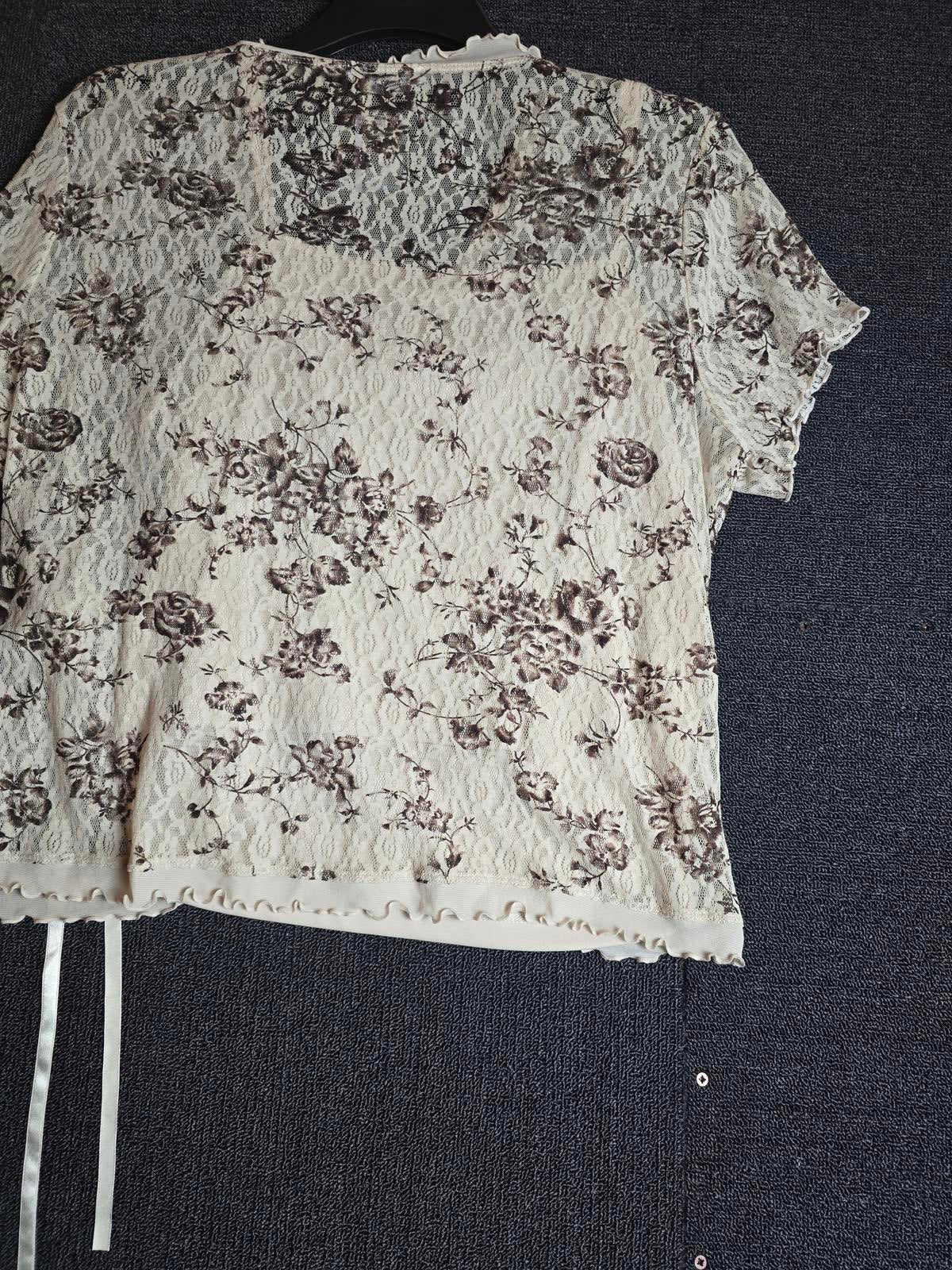 Berkertex Beige & Brown Sheer Wrap Top Size 22 Best Fit Size 18/20