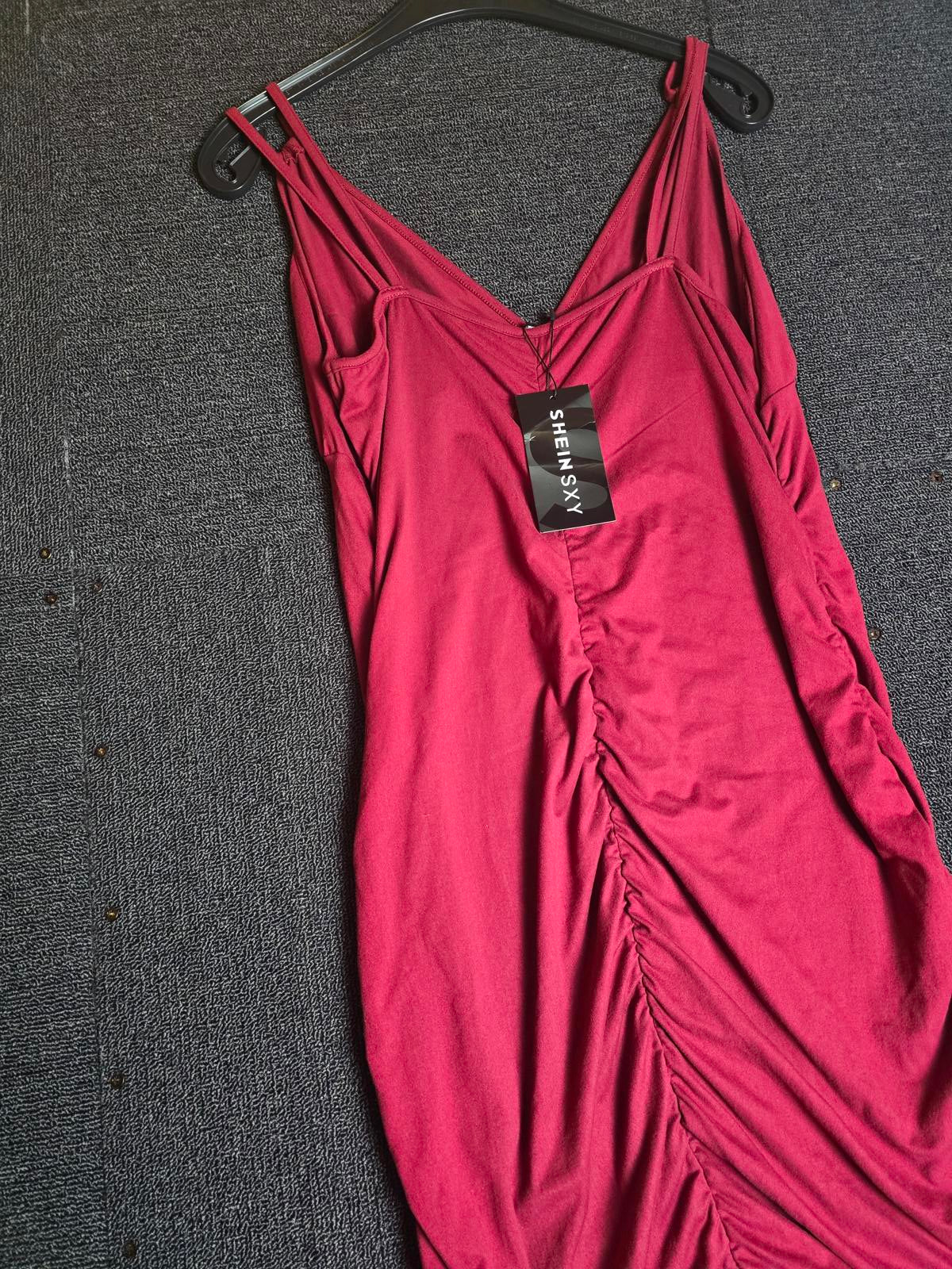 Shein Curve SXY Burgundy Red Dress Size 16/18 1XL Ruched Bodycon