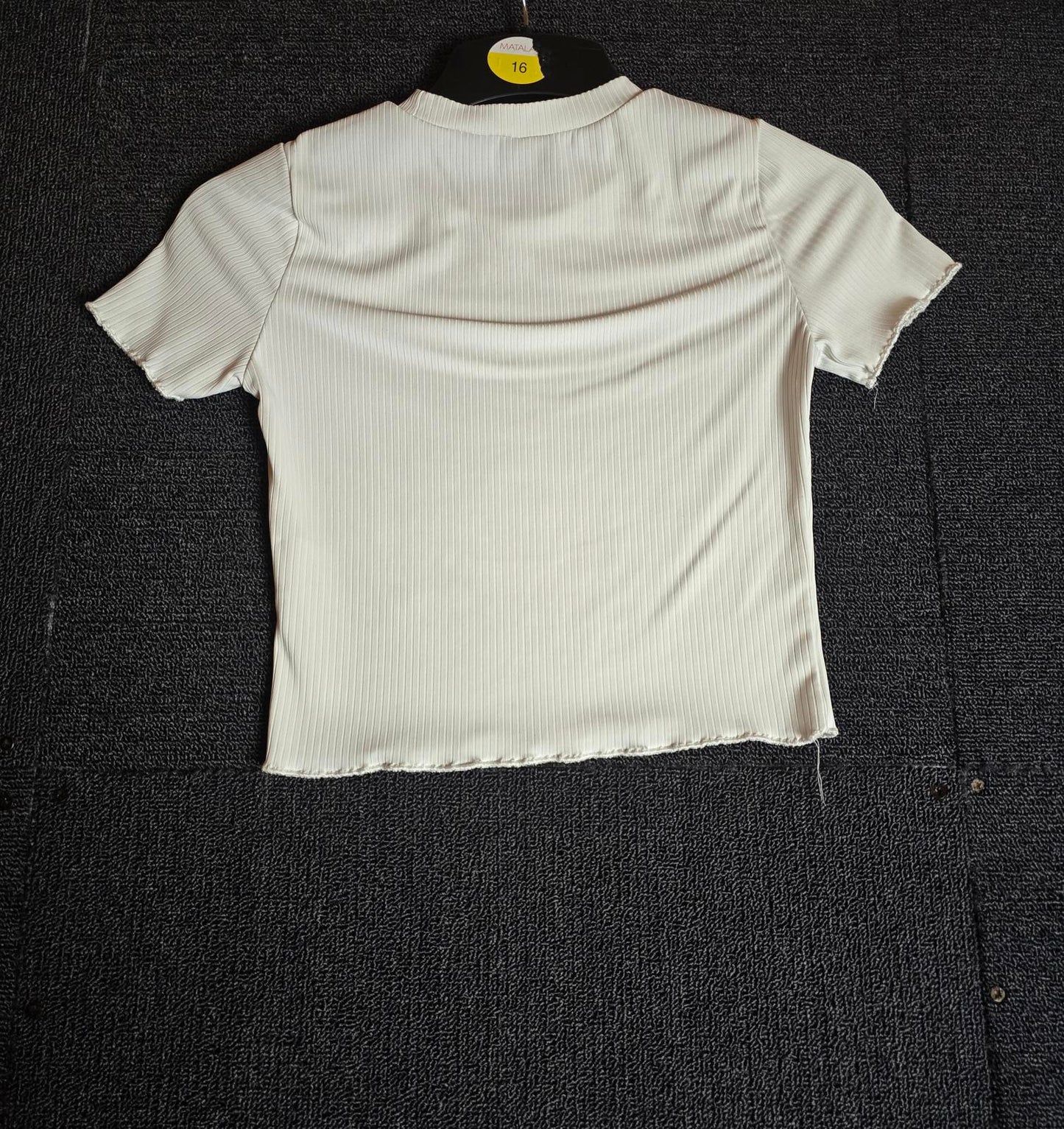 Shein Girls Cream Crop T-Shirt Size 11 Years Ribbed Short Sleeve