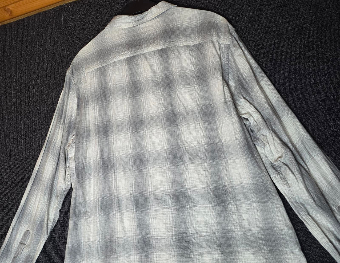George Men's Grey & White Checked Shirt Size 2XL 100% Cotton Long Sleeve