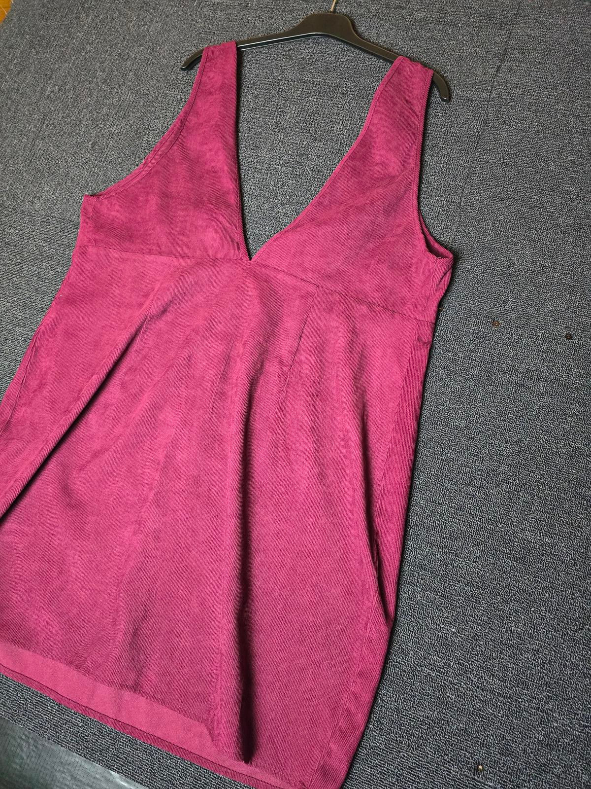 Burgundy cord pinafore dress 2xl size 18/20 Pockets Shein