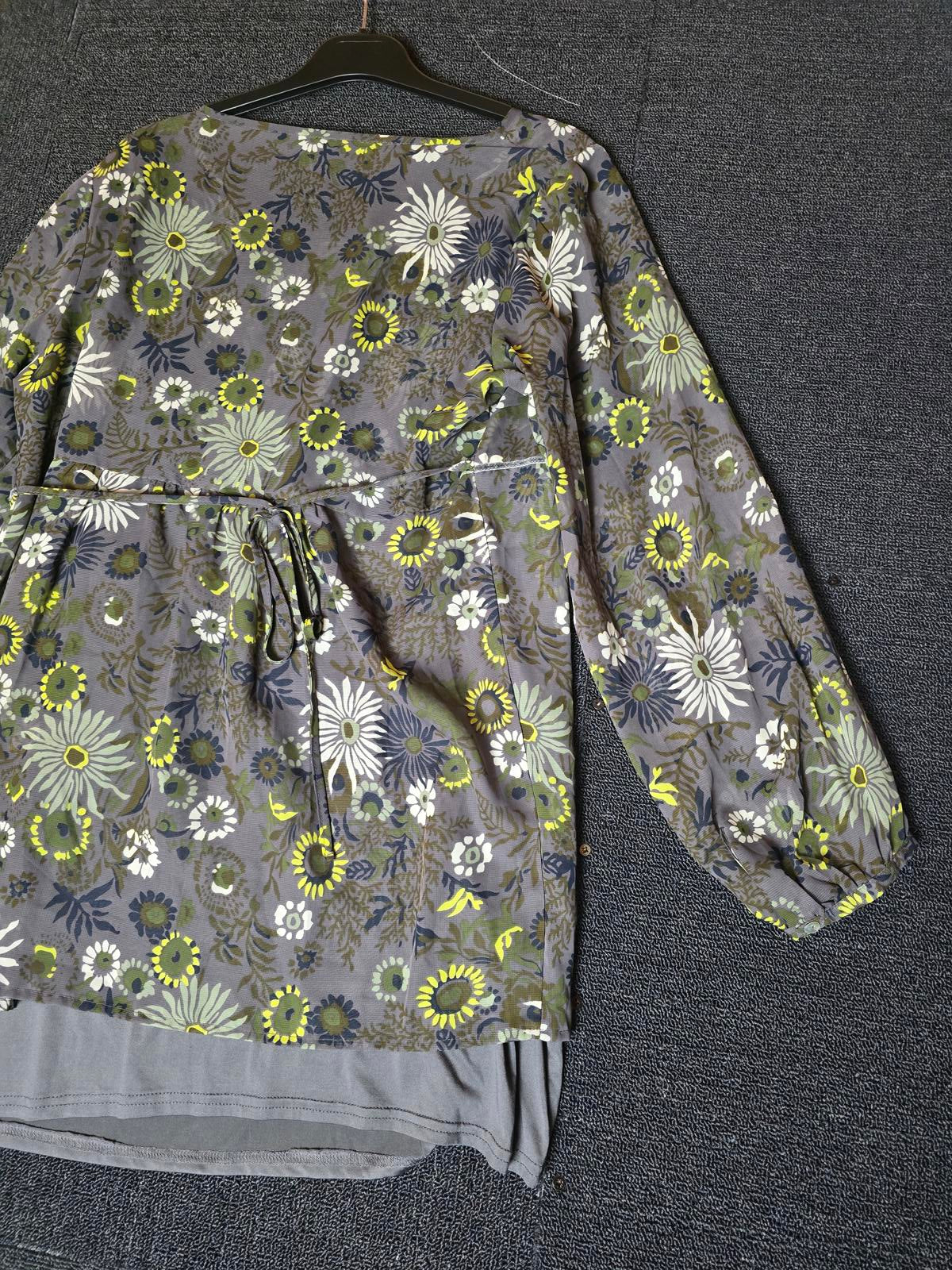 Marks & Spencer grey & yellow patterned blouse size 14