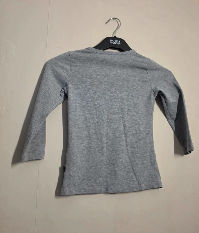 Kayla Kids Girls Grey & Silver Sequin Lightning Bolt Long Sleeve Top Age 5–6 Years