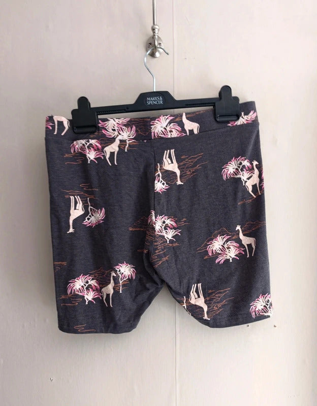 Marks & Spencer Grey Giraffe Print Bodycon Cycling Shorts Size 14