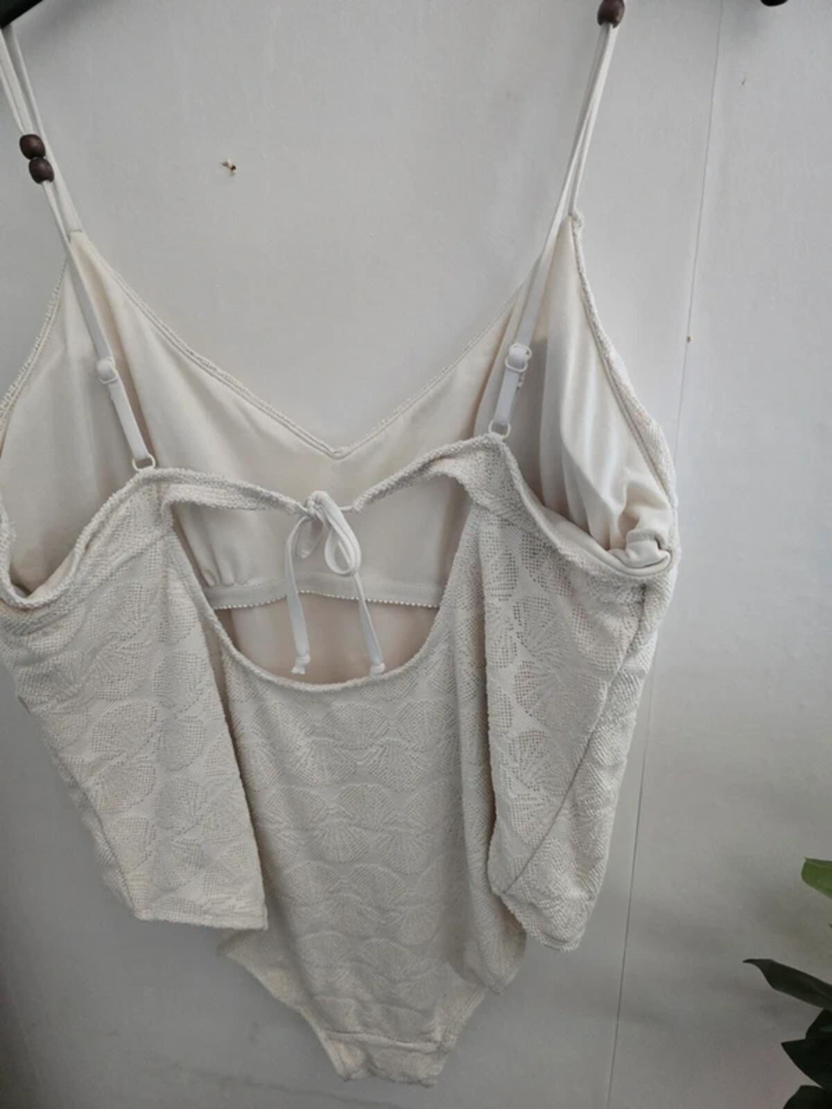 Primark Cream Textured Tie Back Swimming Costume 2XL Size 22-24