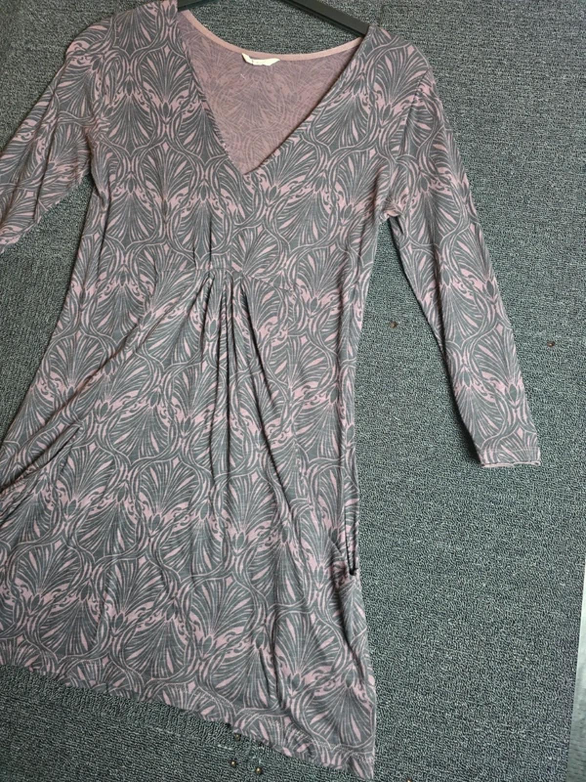 White Stuff Purple & Black Patterned Mini Dress Size 8 Pockets