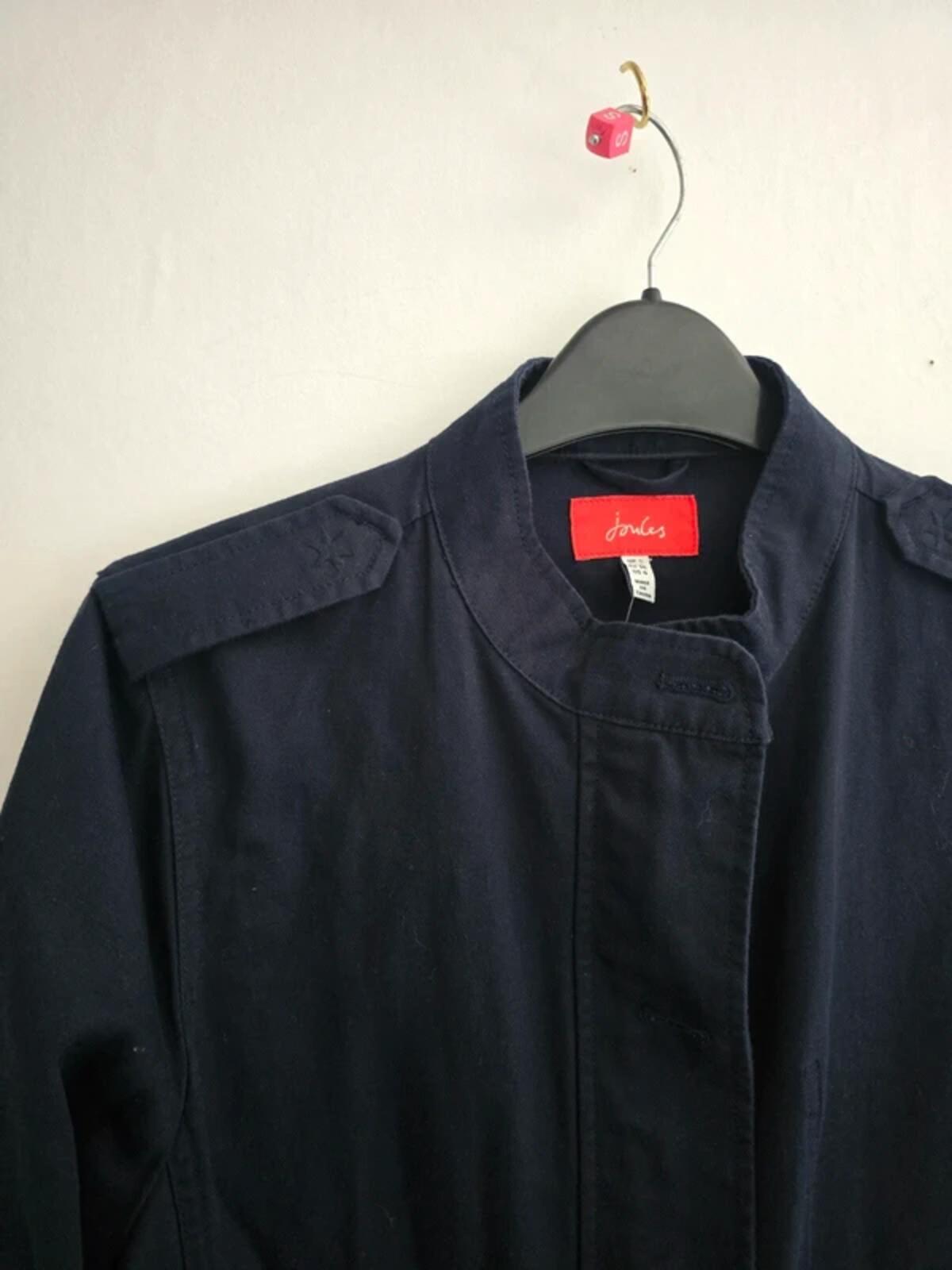 Joules Navy Blue Lightweight Jacket Size 8 Cotton Linen Blend Drawstring