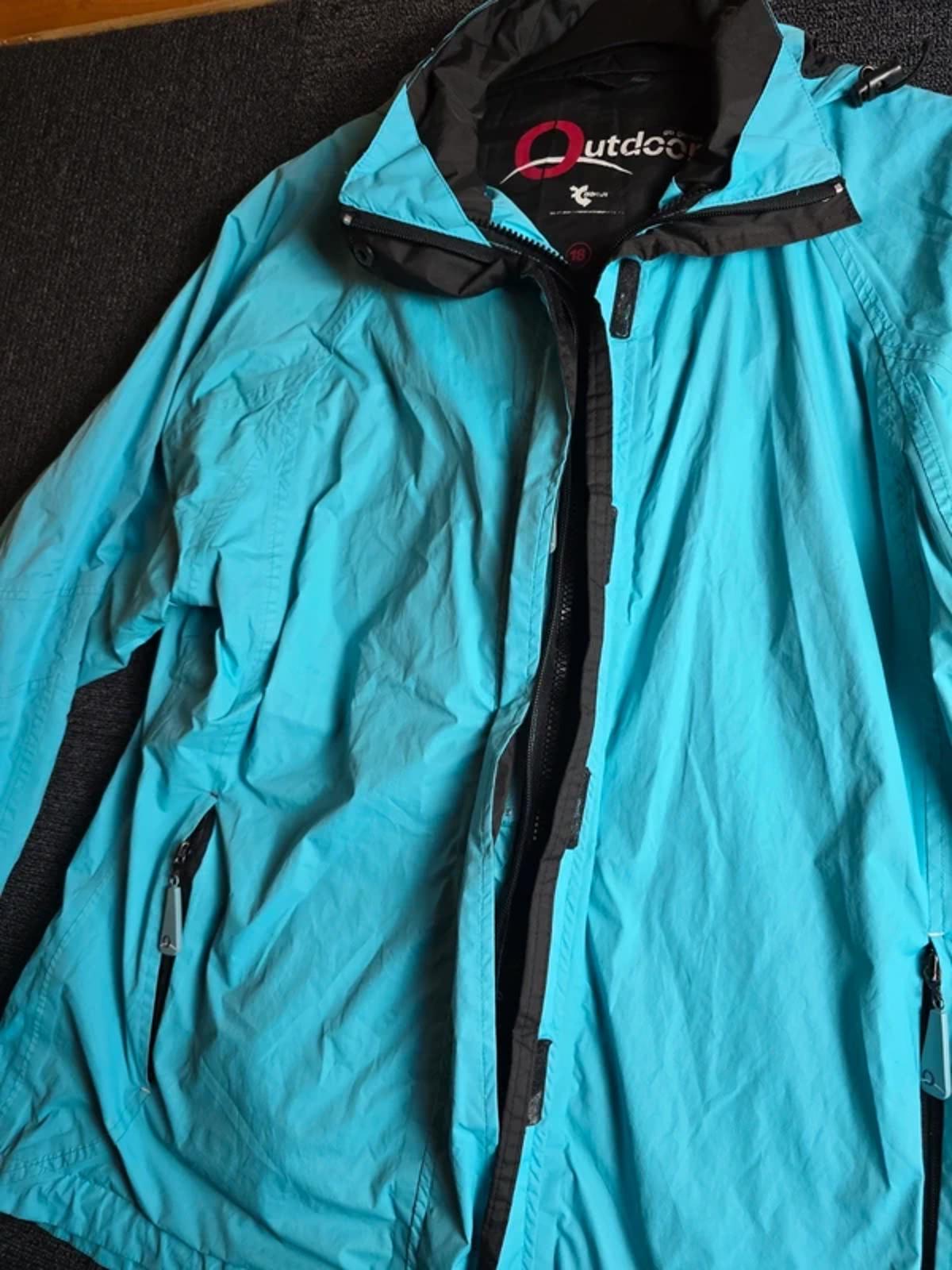 GI Outdoor Waterproof Jacket Light Blue Size 18 Detachable Hood