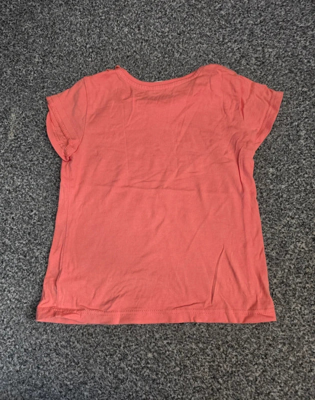 River Island Baby Girls Coral Orange Ruffle Collar Short Sleeve T-Shirt Age 18-24 Months