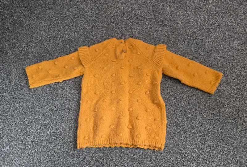 George Baby Girls Mustard Yellow Bobble Knit Frill Jumper 3-6 Months