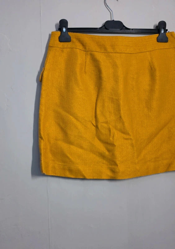 Next Mustard Yellow Button Front Mini Skirt with Pockets – Size 10