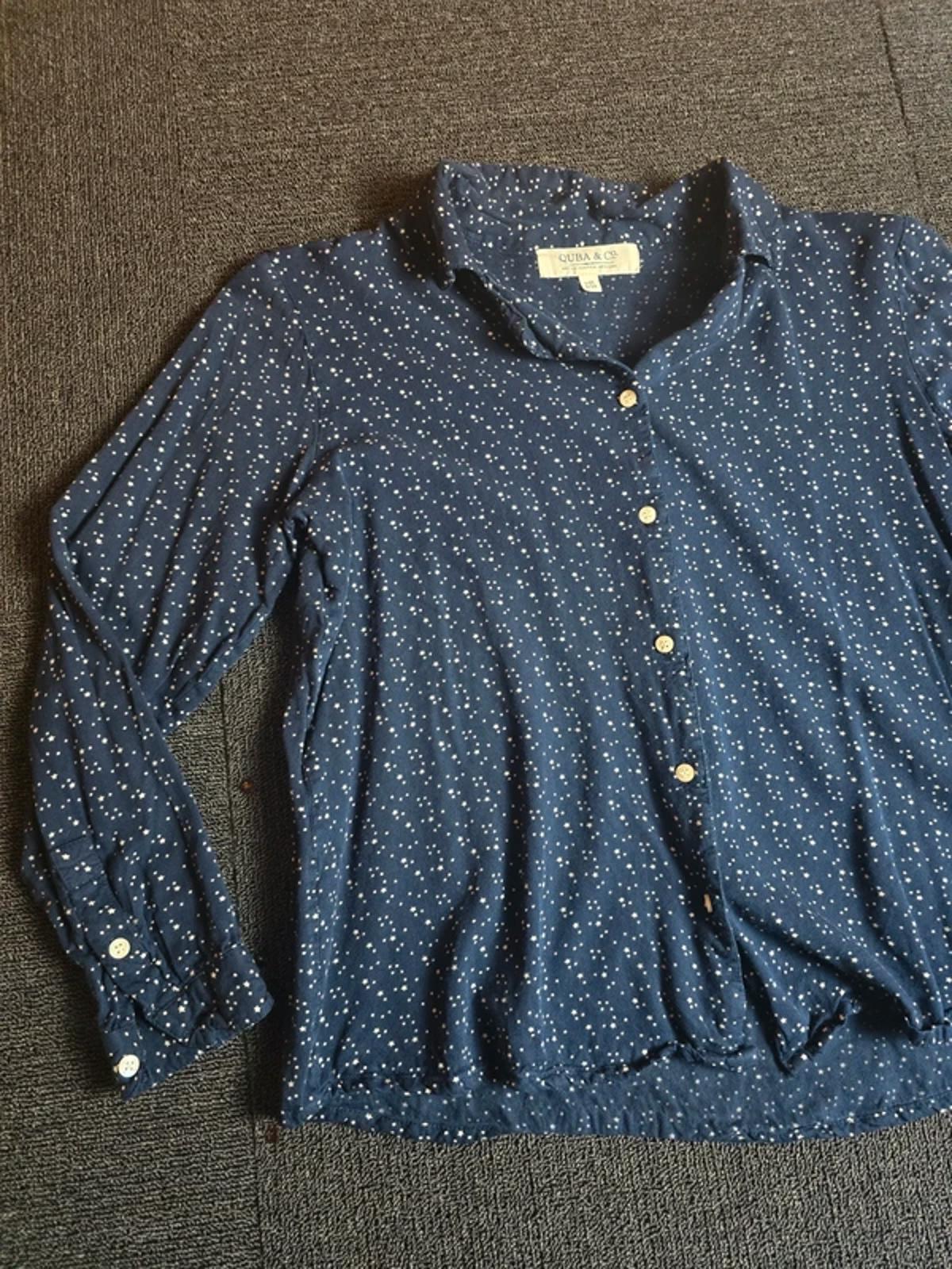 Quba & Co Blouse Navy Blue Size 8 Star Print Button-Up Lightweight Casual