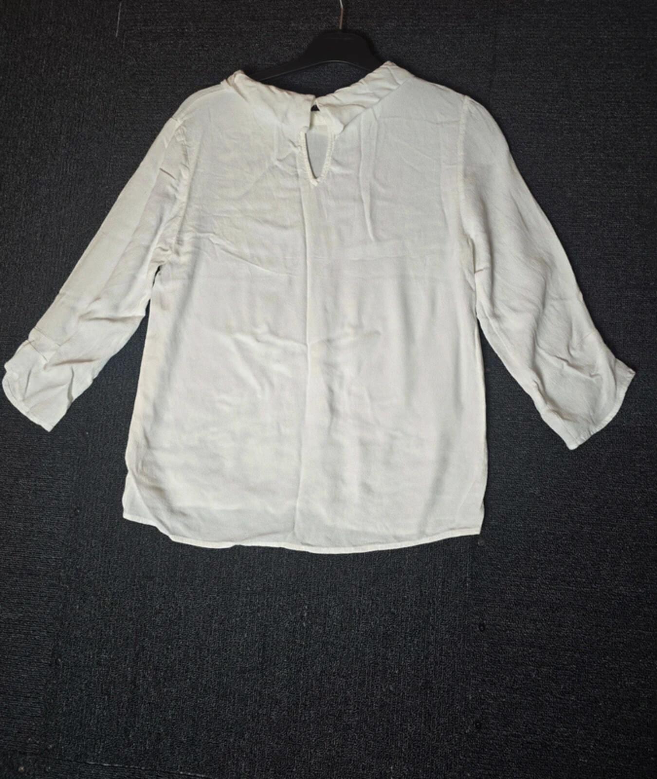 Zara white collared 3/4 sleeve relaxed blouse Med size 10/12