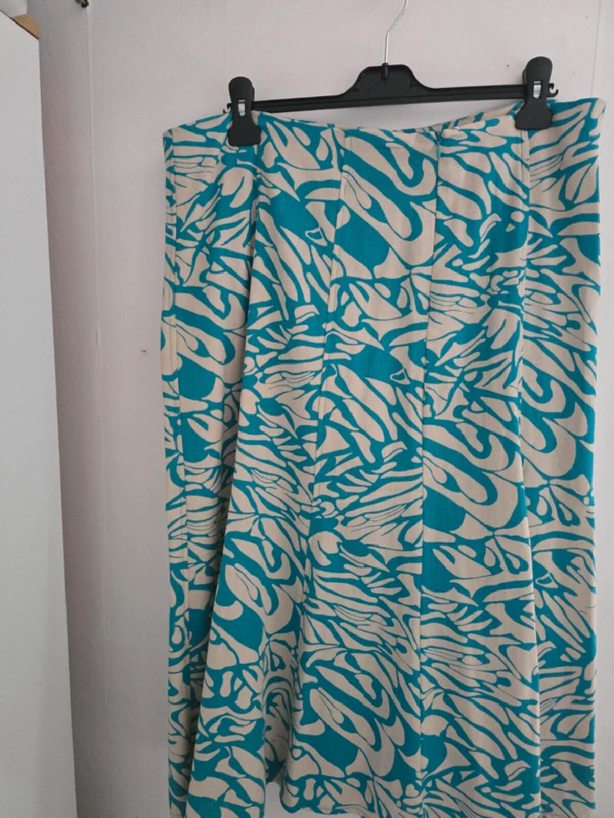 Edinburgh Woollen Mill Turquoise & Cream Floral Flared Midi Dress Size 18