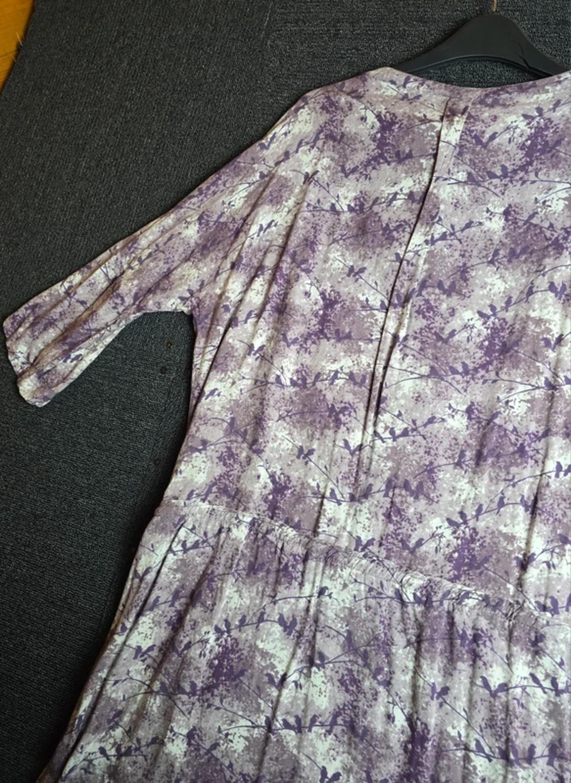 Laura Ashley Dress Purple Abstract Size 14 Tie Waist Casual
