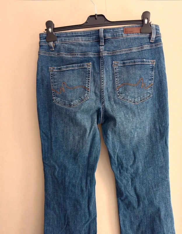 Next Classic Blue Mid Rise Bootcut Cotton Blend Jeans Size 12 Regular