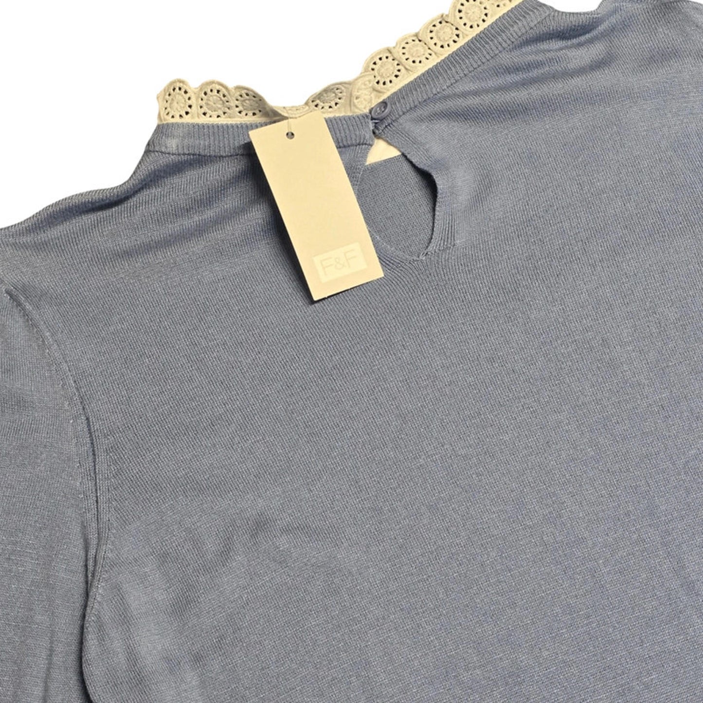 F&F Frill Neck Jumper Light Blue Size 18 Smart Casual Knit