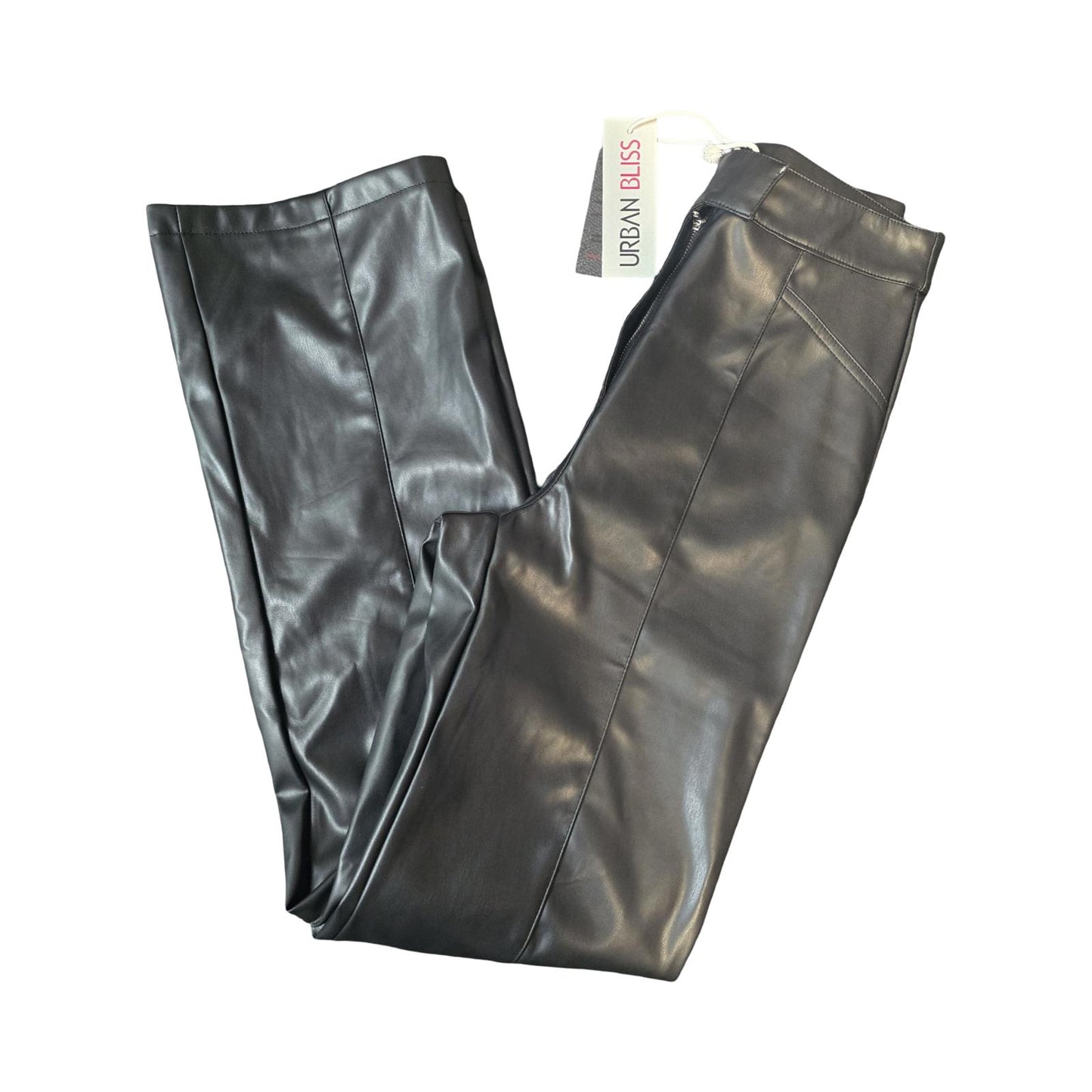 Urban Bliss Black Faux Leather High Waist Flared Trousers Size 6 NWT