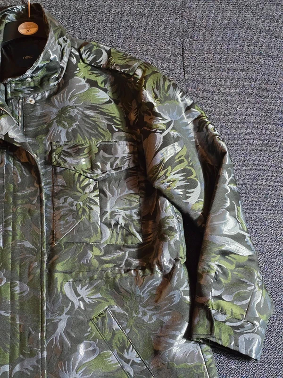 Next Jacket Metallic Black, Silver & Green Size 12 Utility Smart Causal