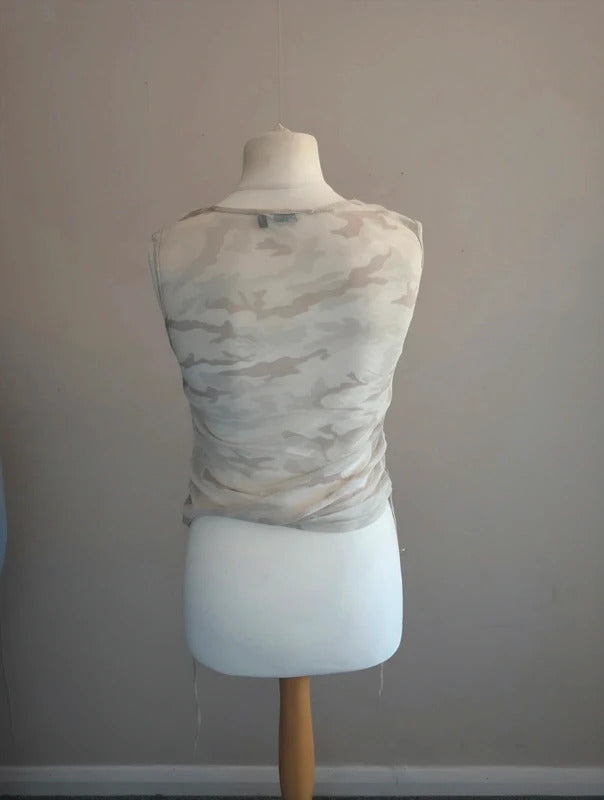 Red Herring Khaki Camouflage Sleeveless Vest Top Size 16