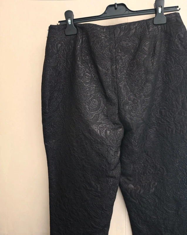 M&S Autograph Black Jacquard Slim Leg Trousers β UK Size 10 β Smart Workwear