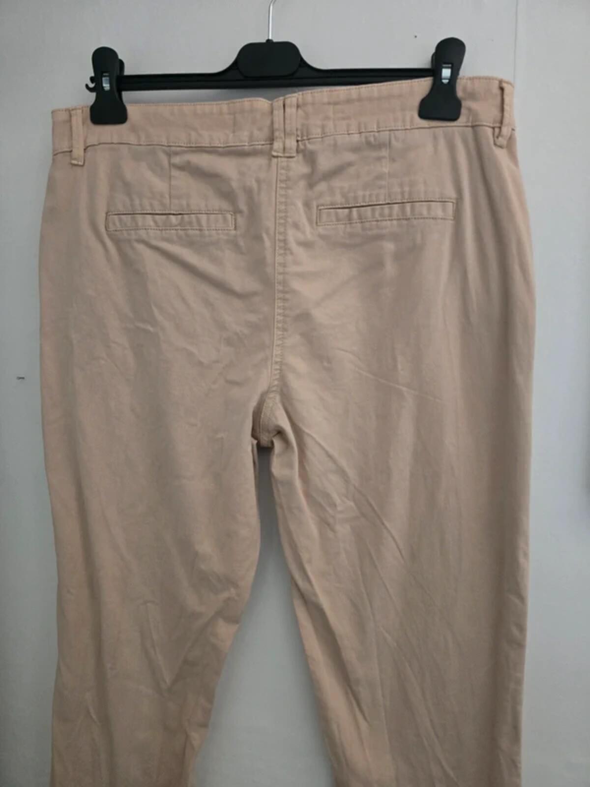 Next Ladies Beige High-Waisted Slim Leg Chinos Size UK 12 Reg